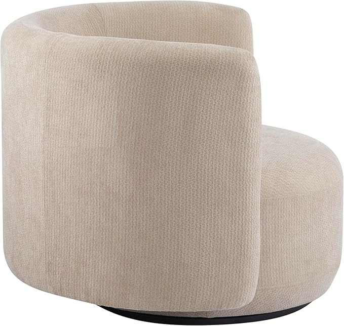 Christopher Knight Home Tanzy 360-Degree Swivel Barrel Chair Upholstered Lounge Chair Indoor Comfy Armchair with Lumbar Pillow for Living Room Thick Cushion Metal Base and Wood Frame Khaki