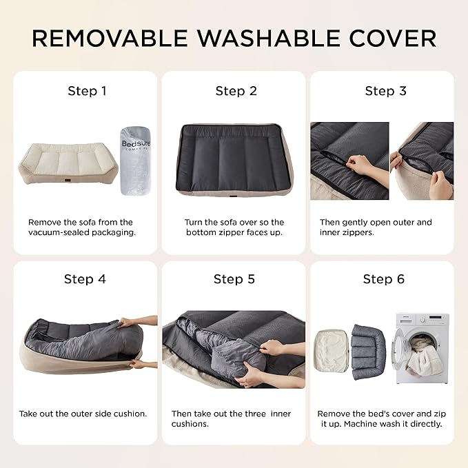Bedsure SupportMax™ Orthopedic Dog Bed Medium Size Dog - As Seen on TV Extra Thick Supportive Medium Dogs Beds with Waterproof Washable Cover Comfort Pet Bed Sofa with Soft Sherpa Grey 35