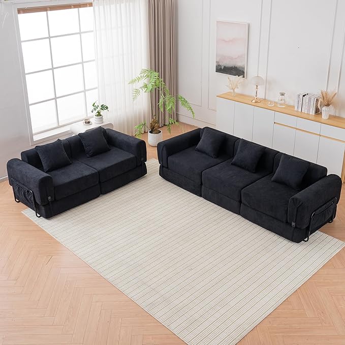 GNIXUU 71.3 Convertible Sleeper Sofa Bed Modern Convertible Boneless Couch with Foldable/Pull Out Bed Modular Loveseat Futon Couch with Pillows &amp Storage Pocket for Living Room &amp Bedroom B