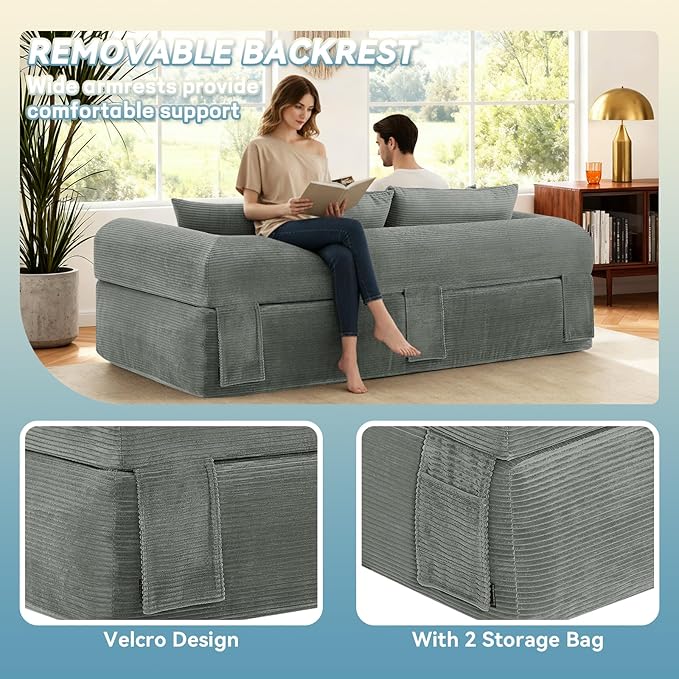 3 Seater Sofa Couch for Living Room (Light Grey 38 D + 4 Pillows)