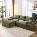 98.4 Green Sectional Sofa Cloud Modular Sectional Couch with ChaiseCorduroy Sectional Couches L-Shaped Modern Upholstered Sofa with Deep Seat for Living Room and BedroomNo Assembly Required(Green)
