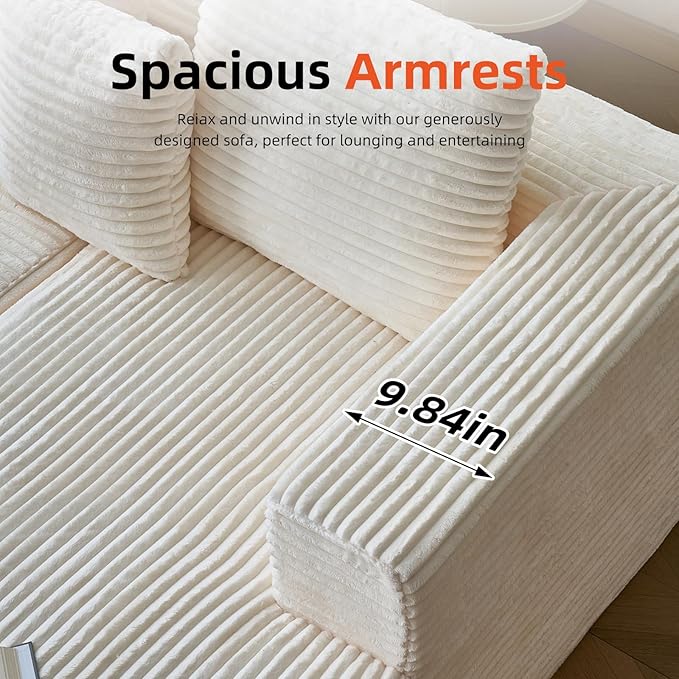 108” Boneless Couch for Living RoomModular Sectional Sofa with Right ChaiseCloud Sectional Couch L-Shaped Deep Seat Corner Couches for BedroomBeige