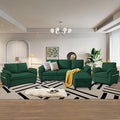 4 Piece Convertible Sectional Sofa Set Modern Linen Small L Shaped Couch with Reversible Chaise 3-Seater Sofa &amp Loveseat &amp Armchair for Living Room Office Apartment Green