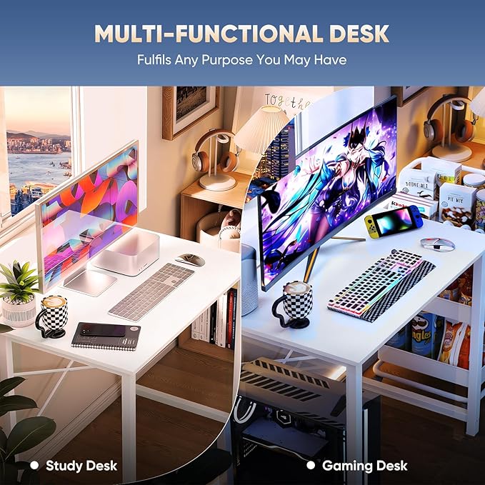 DUMOS 32 Inch Office Small Computer Desk Modern Simple Style Writing Study Work Table for Home Bedroom - Wood White
