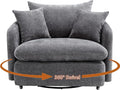 360 Degree Swivel Accent Chair Oversized 37.8 inch Extra Wide Barrel Swivel Chairs with Deep Seat for Living Room Club Reading Bedrooms (Light Grey)