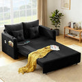 Sleeper Sofa Bed Convertible Pull Out Couch 56 Full Size Loveseat Sleeper Sofa with 4 Pillows Pocket &amp USB Small Couch Bed for Small Spaces Bedroom Apartment Living Room Linen Black
