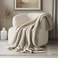 EVERGRACEHOME Chunky Chenille Knit Throw Blanket for Couch Soft Luxurious Moss Stitch Blankets for Bed Cozy Decorative Farmhouse Knitted Throws for Sofa Warm Gray 50 x 60