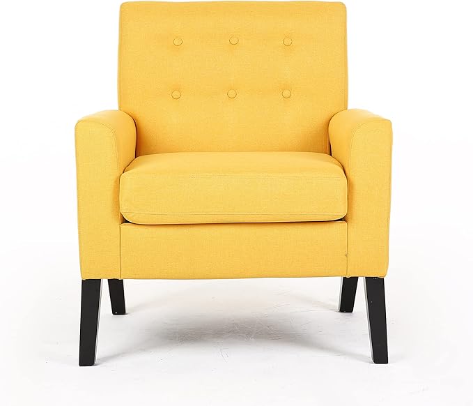 Fabric Accent Chair for Living Room Bedroom Button Tufted Upholstered Comfy Reading Accent Chairs Sofa (Yellow)
