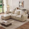 Cloud Couch Sectional Sofa 103.6 Comfy L Shape Sectional Couches for Living Room Modern Chenille 4 Seat Cloud Sofa Deep Seat Modular Couch with Movable Ottoman for ApartmentLight Brown