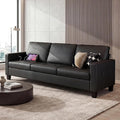 STHOUYN 73” Black Faux Leather Couch Modern Comfy Office 3 Seater Sofa Couch with Tufted Armrest and USB Small Love Seat Couches for Living Room Apartment Bedroom