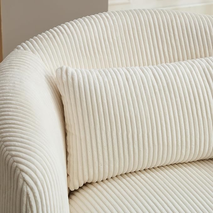 360° Swivel Armchair with Accent Pillow – Premium Corduroy Fabric Sturdy Metal Base &amp High-Density Foam – Ergonomic Lounge Chair for Living Room Office Bedroom – Easy Assembly