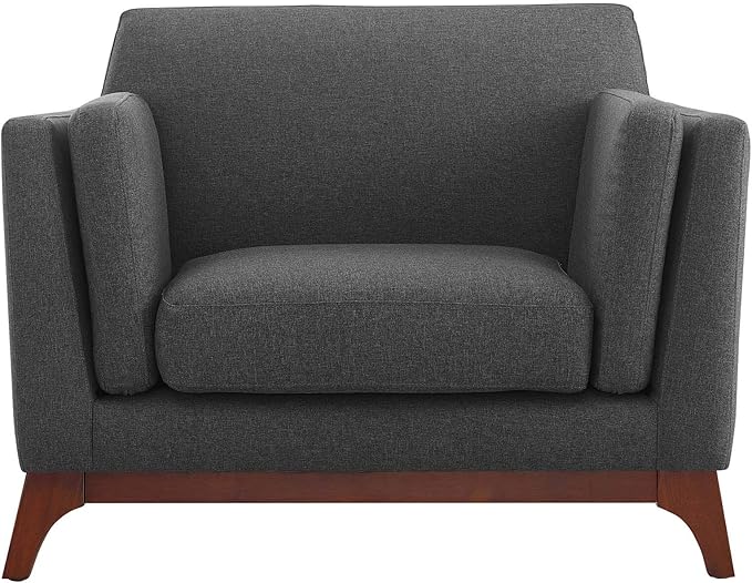 Modway Chance Mid-Century Modern Upholstered Fabric Accent Lounge Arm Chair In Gray