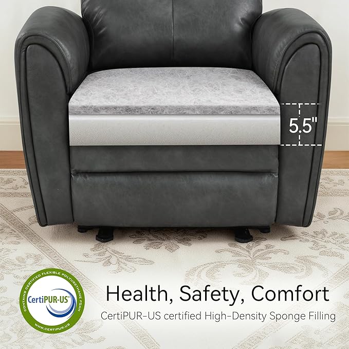 MCombo Power Small Recliners for Small Spaces Living Room RVs Modern Style Zero Wall Hugger Recliners Chair with Lumbar Support USB&ampCharging Ports FSC Certified Faux Leather PR699 (Dark Grey