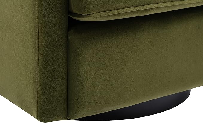 Wovenbyrd 360° Swivel Accent Chair Mid-Century Modern Velvet Upholstered Barrel Chair with Metal Base Comfy Living Room Chair Fully Assembled Sage Green