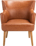 SAFAVIEH Home Collection Delfino Cognac Faux Leather/Natural Accent Chair