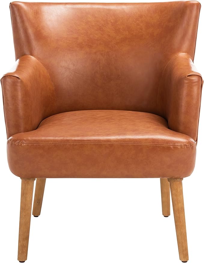 SAFAVIEH Home Collection Delfino Cognac Faux Leather/Natural Accent Chair