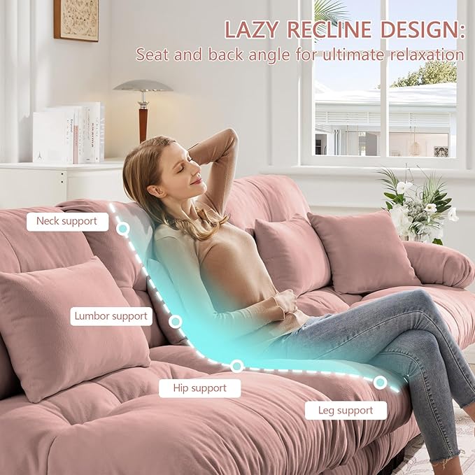 133.8 Oversized Modular Sectional Sofa Couch Chenille Deep Seat Cloud Couch with Thick Seat Cushion Modern 3 Seater Modular Sofa Comfy Upholstered Sectional Couches for Living Room Pink