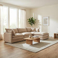 Homy Casa 102 Inch L Shaped Couch Set3-Seat Sectional Sofa with Chaise Comfortable Chenille Fabric Removable Cushions Ottoman DIY CombinationModern Design for Living/Family Room (Coffee)