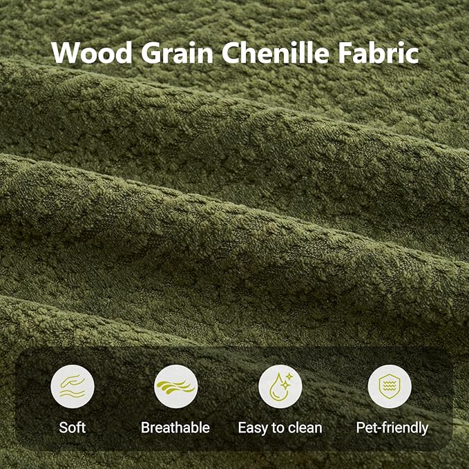 69.9 Folding Sofa Bed Full Sponge Convertible Sofa Bed with Wood Grain Chenille Fabric Easy to Carry Multi-Functional Guest Bed for Living Room Apartment Office