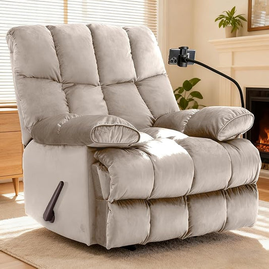 Oversized Recliner Chair Big Mans Recliner Chairs for Adults 400lbs Wide Recliners for Tall Man Large Recliner Chair for Living Room(Cream)