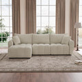 110 L Shaped Modern Boucle Sofa Modular Sectional Cloud Couch with Ottoman Tufted 4-Seat Deep Seat Sofa with Pillows for Living Room Bedroom and Apartment Beige White