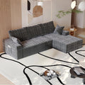108” L Shape Sectional Boneless Couch35D Sponge Comfy 3 Seat SofaCloud Thickened FlannelModular Couches for Living RoomNo AssemblyDeep SeatOversized Chaise (Gray 108 Right Chaise)