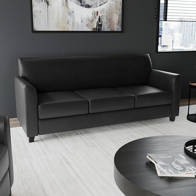 Flash Furniture HERCULES Diplomat Series Black LeatherSoft Sofa