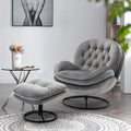 JINS&ampVICO Swivel Accent Chair Armchair with OttomanVelvet Lounge ChairComfy Living Room ChairLazy Sofa for BedroomApartmentReading RoomGray