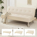 Furnimart Futon Sofa Bed 66 Corduroy Convertible Futon Couch with 3-Position Adjustable Backrest Solid Wood Frame Sleeper Sofa for Small Space Living Room Apartment Office Beige