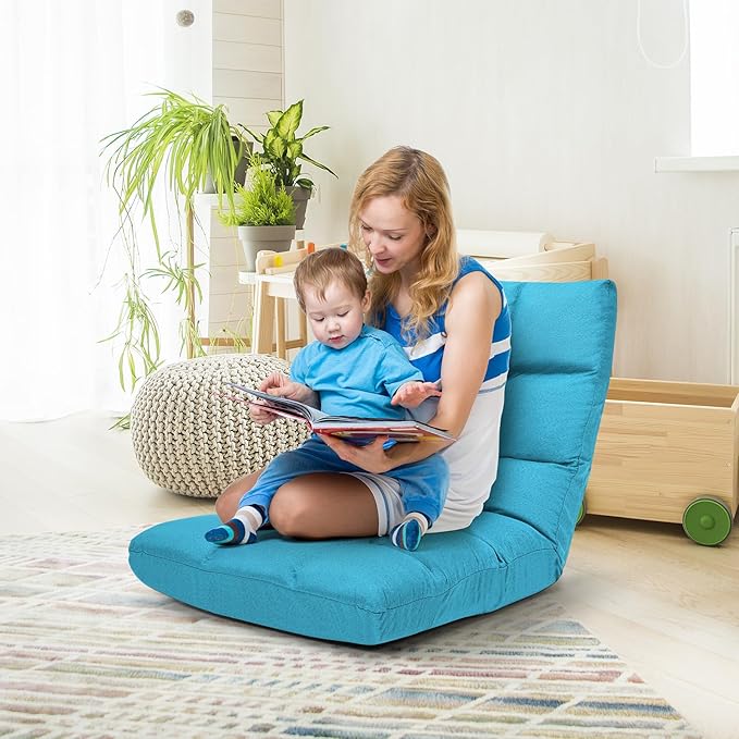 ERGOMASTER Video Gaming Floor Chair with Adjustable 14-Position Memory Foam Folding Floor Sofa Chair Lounger Folding Sleeper Bed Couch Recliner for Reading Gaming Meditating Fully Assembled