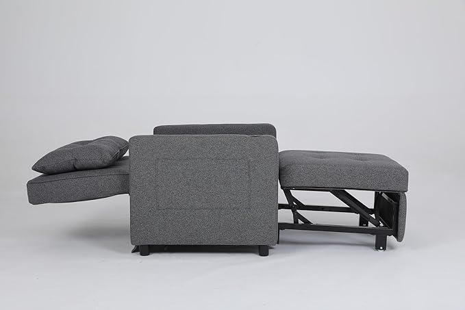 KEIKI Sleeper Chair Bed 3-in-1 Convertible Pull Out Sleeper Chair Bed Convertible Sofa Bed with USB Ports Side Pocket Single Armchair for Small Spaces Living Room Apartment Antique Grey