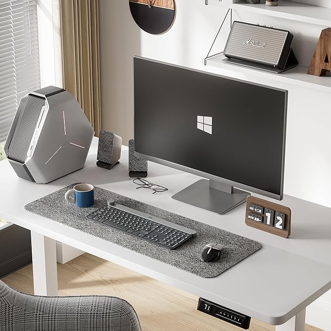 Furmax Electric Standing Desk 47 x 24 Inches Height Adjustable Desk with Removable Casters Home Office Computer Desk (White)
