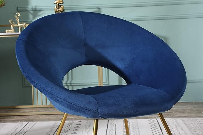 Roundhill Furniture Slatina Silky Velvet Upholstered Accent Chair with Gold Tone Finished Base Blue