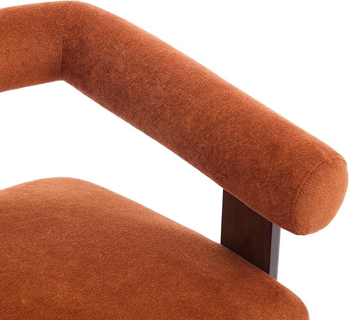 Christopher Knight Home Celen Modern Boucle Fabric Upholstered Loveseat with Round Armrest and Rubberwood Frame Comfy Living Room 2-Seater Sofa Space-Saving Couch for Apartment Brown + Dark Orange