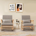 Giantex Upholstered Rocking Chair Set of 2 - Modern Rocker with Rubber Wood Frame Comfy Backrest &amp Seat PP Padded Pillow Single Rocking Chair for Living Room Nursery Bedroom Lounge Office