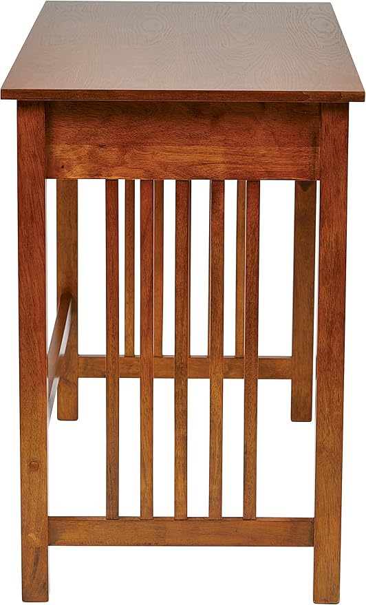 OSP Home Furnishings Sierra Writing Desk with Pull-Out Drawer and Mission Style Side Panels Ash Brown