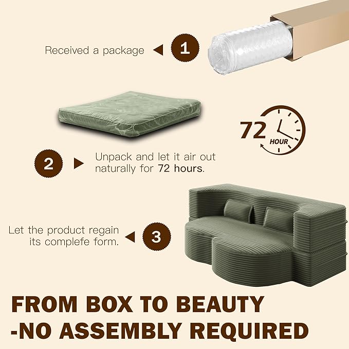 78 Folding Floor Sofa Bed Queen Full Size Folding Mattress Boneless Couch for Living Room 15 Seat Height Convertible Teddy Fabric Foam-Filled Loveseat Sleeper Sofa Bed