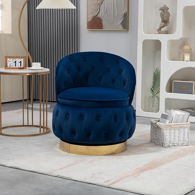 360 Degree Swivel Cuddle Barrel Accent Storage Chairs Round Armchairs with Wide Upholstered Fluffy Velvet Fabric Chair for Living Room Bedroom Office Waiting Rooms