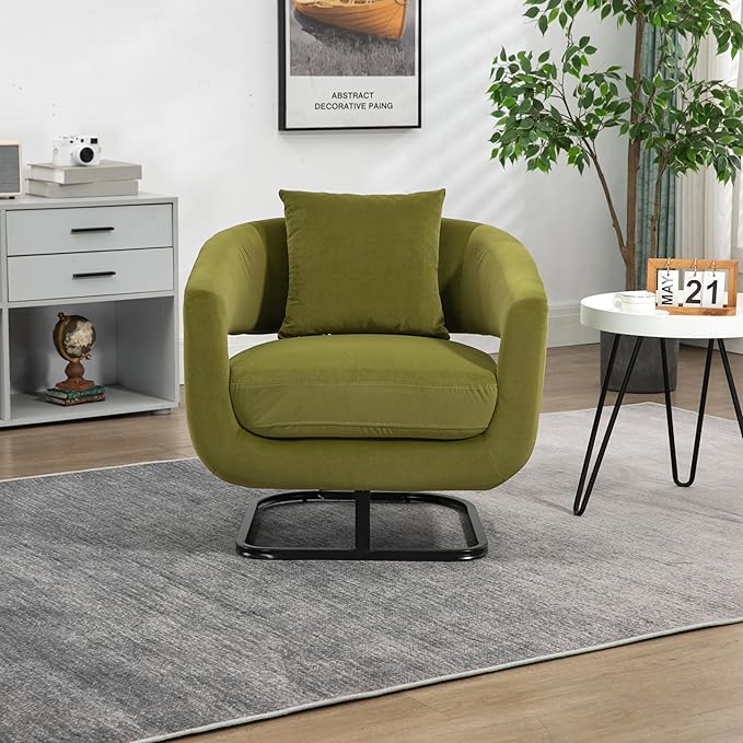House Hold Upholstered Tufted Living Room Chair Textured Velvet Fabric Accent Chair with Metal Stand