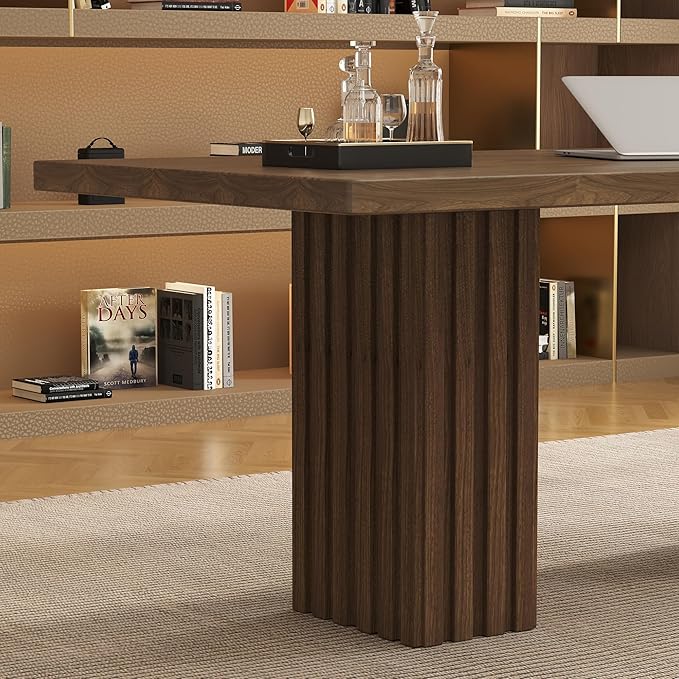 66.9 Modern Executive Office Desk Rectangular Workstation with Heavy-Duty Double Pedestal Wood Grain Finish for Office Home Office Study