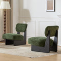 Set of Two Accent Chairs Chairs Living Room Set of 2 - Comfortable Accent Chair with Soft Upholstery Armless Chair with Wood Base for Small Spaces Living Room Bedroom (Black+Green)