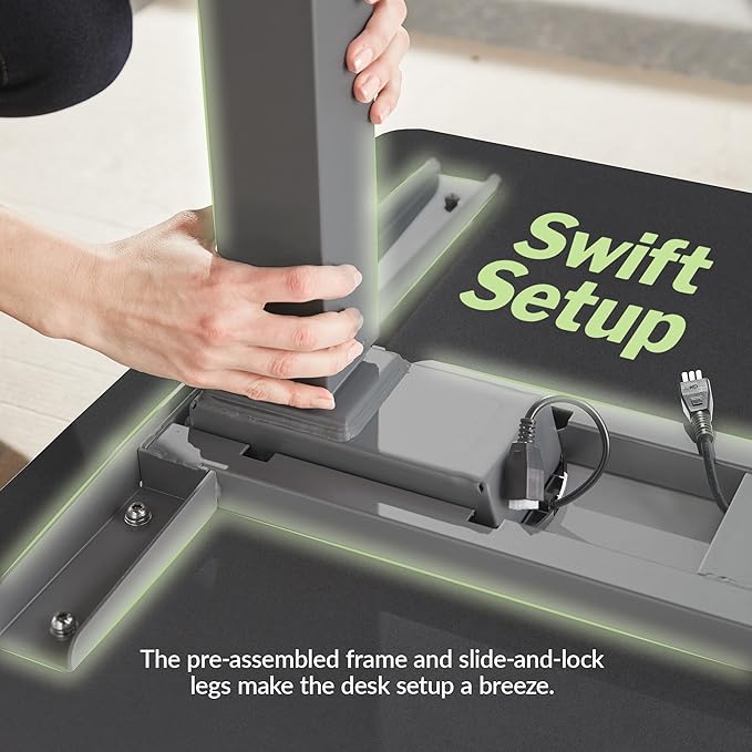 Vari ComfortEdge 60x30 Inch Adjustable Electric Standing Desk – Sit Stand VariDesk with Memory Presets Sloped Edge 200 LB Capacity + Tool-Free Assembly (Black)