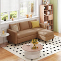SUNLEI 73.6 Modular Sectional Sofa Comfy Cloud Couch with Movable Ottoman Deep Seat L Shaped Modular Sofa Sectional Couches for Living Room and Apartment Brown