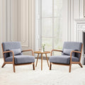 ANJ Mid Century Modern Accent Chairs Set of 2 Comfy Fabric Reading Chair with Solid Wood Frame Easy Assembly Armchair for Living RoomGrey