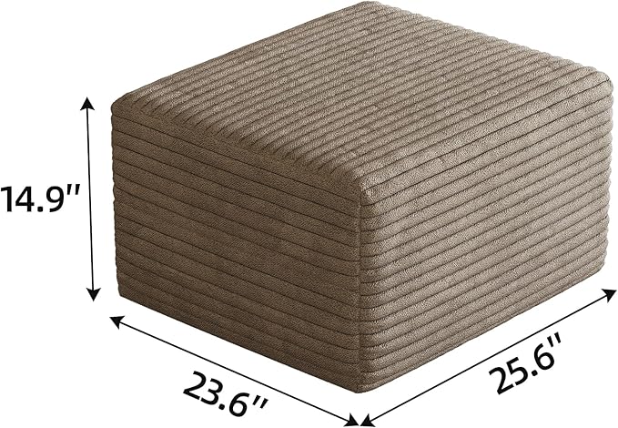 25.6 Corduroy Ottoman Seat Module for Modular Sectional Sofa DIY L-Shaped &amp U-Shaped Plush Corduroy Sofa for Living Room Camel