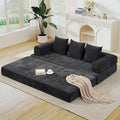 3 in 1 Convertible Futon Sofa Bed Modern King Size Chenille Loveseat Sleeper Sofa Folding 3-Seater Foldable Lounger Couch Bed for Living Room Bedroom Guest Room (Black 3 Throw Pillows)