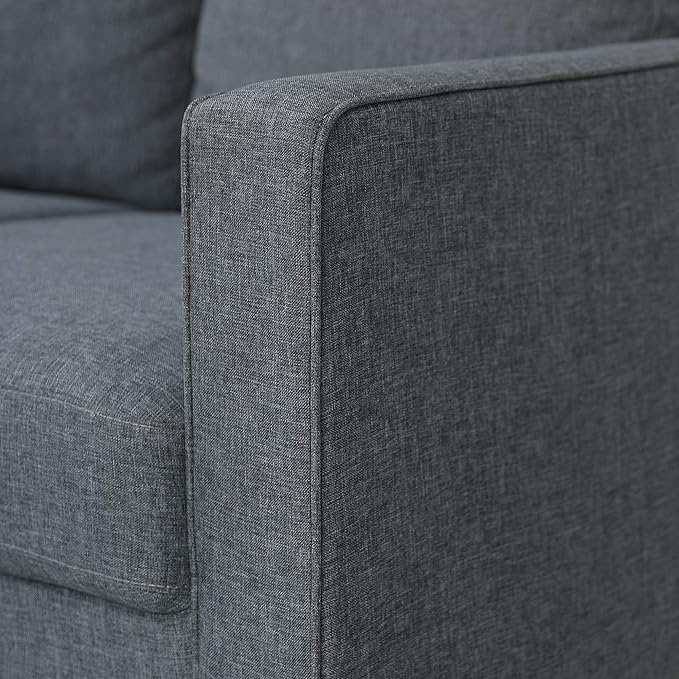 Furinno Bayonne Modern Upholstered Loveseat/Sofa Couch for Living Room Gunmetal