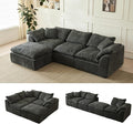 109 Cloud Sectional Couches for Living Room Convertible L-Shape Boneless Couch with Ottoman 3 Seater Compressed Sofa Modular Sectional Sofa (Black)