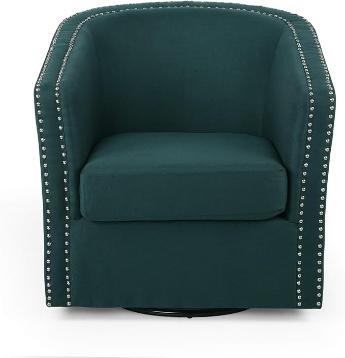 Christopher Knight Home Octavia Contemporary Fabric Swivel Chair Green Black 31.25D x 30.25W x 31.25H in