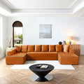 145 inch Modern Sectional Couch for Living Room Oversized Cloud Boneless Couch with Freely Movable Armrest and Fixed-Shape Frame Orange Modular Sofa U Shape Couches | No Assembly Required Free Comb